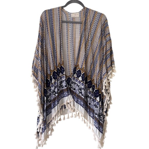 Bobbie Brooks Womens Boho Kimono Cardigan With Tassels One Size - Picture 2 of 11
